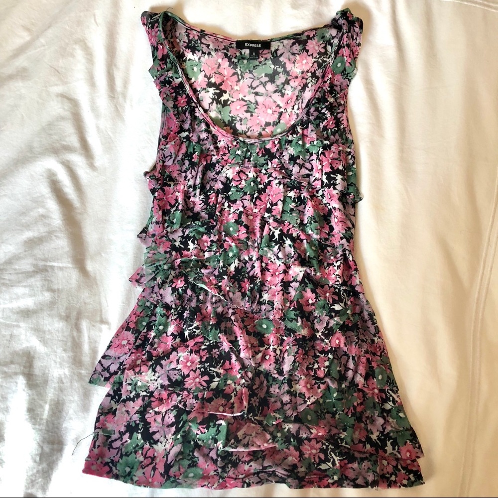 Express Ruffle Tank Top in Floral Print